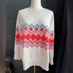 Maurices Cozy Chevron Sweatshirt Cream, Red and Blue Warm Size Medium